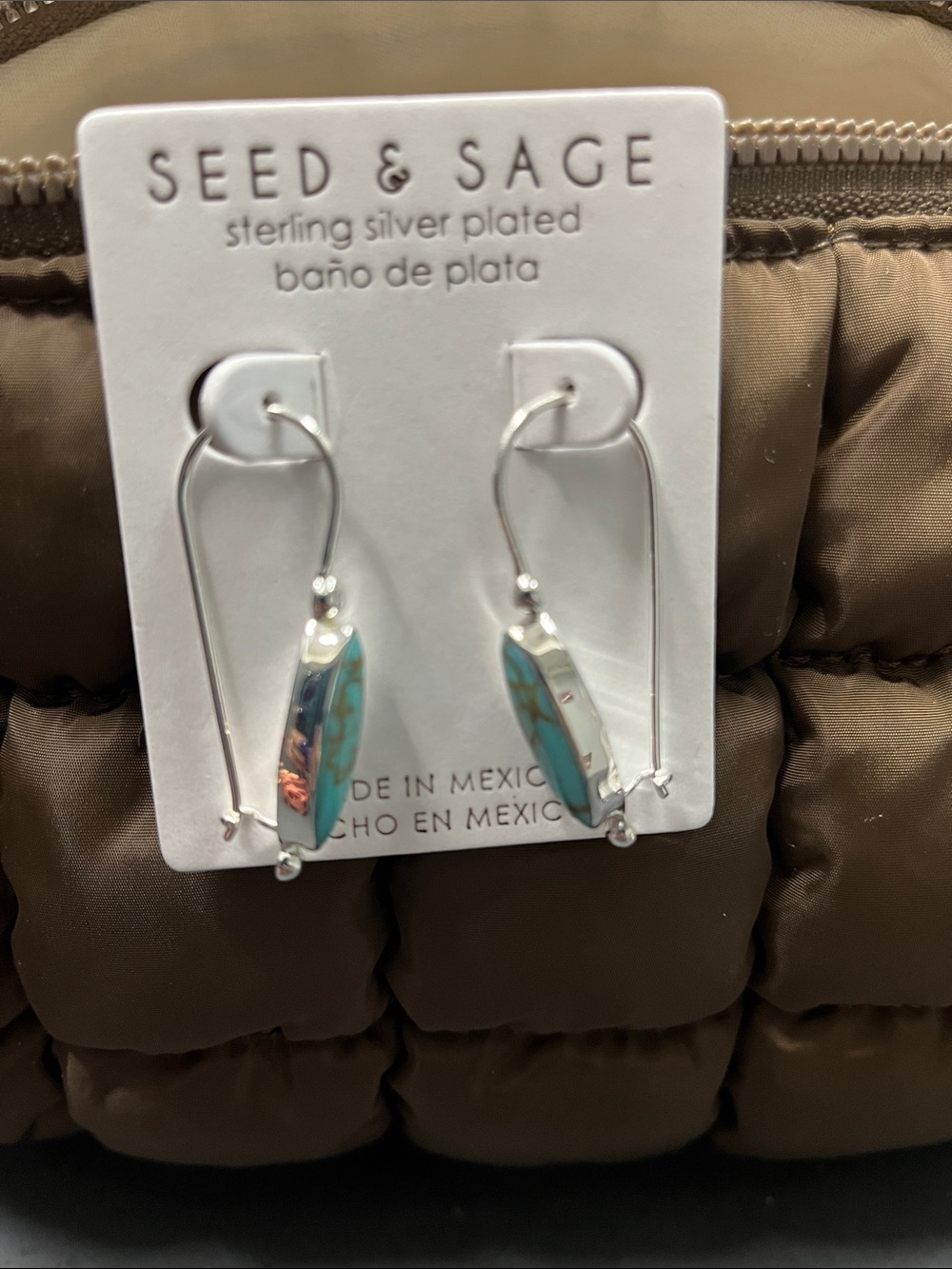 New Seed & Sage Sterling Silver Plated Turquoise Drop Earrings